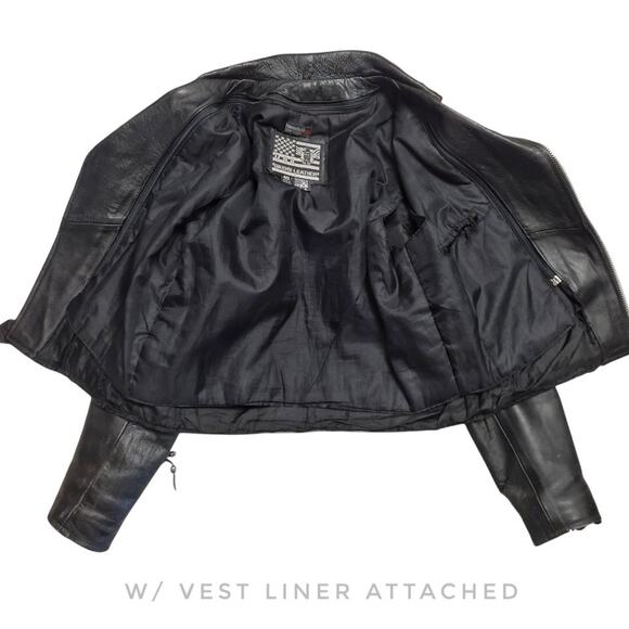 USA BIKERS Vintage Black Leather Moto Jacket Size 40 Thinsulate Removable Vest - Picture 11 of 14